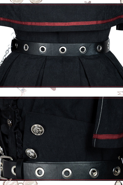 Black Punishment Execution Officer Series Military Style Shirt and Skirt Set Gothic Lolita Dress