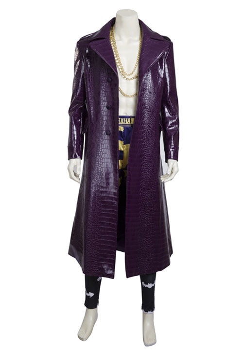 Suicide Squad The Joker Halloween Cosplay Costume Purple Leather Coat Full Set