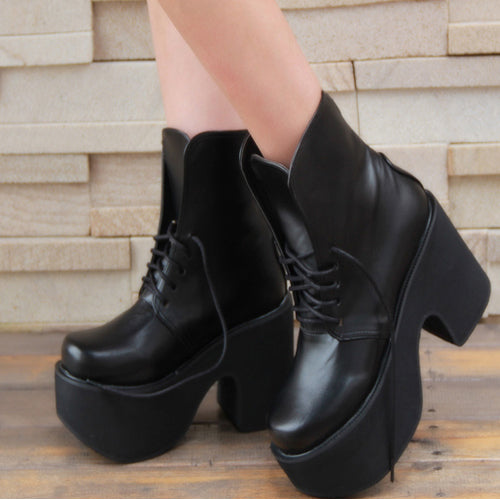 Black Platform Heel Classic Lolita Boots