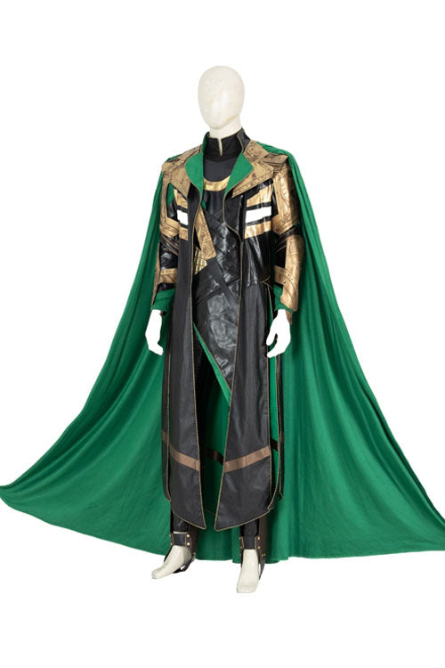 TV Drama Loki Armor Battle Suit Upgrade Version Halloween Cosplay Costume Green Cloak