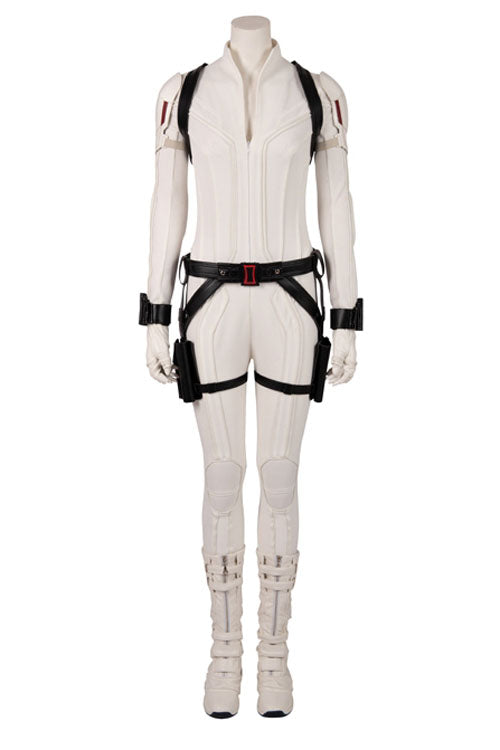 Black Widow Natasha Romanoff White Battle Suit Halloween Cosplay Costume Full Set