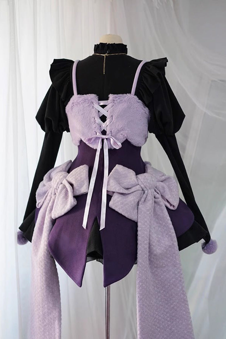 Stand Up Collar Long Sleeves High Waisted Thickened With Vest Sweet Lolita OP Dress 4 Colors