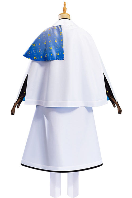Nijisanji Vtuber Ike Eveland Initial Outfit White/Blue Halloween Cosplay Costume Full Set