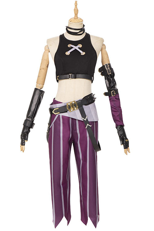 Anime Arcane League Of Legends LOL Runaway Loli Jinx Black/Purple Halloween Cosplay Costume Full Set