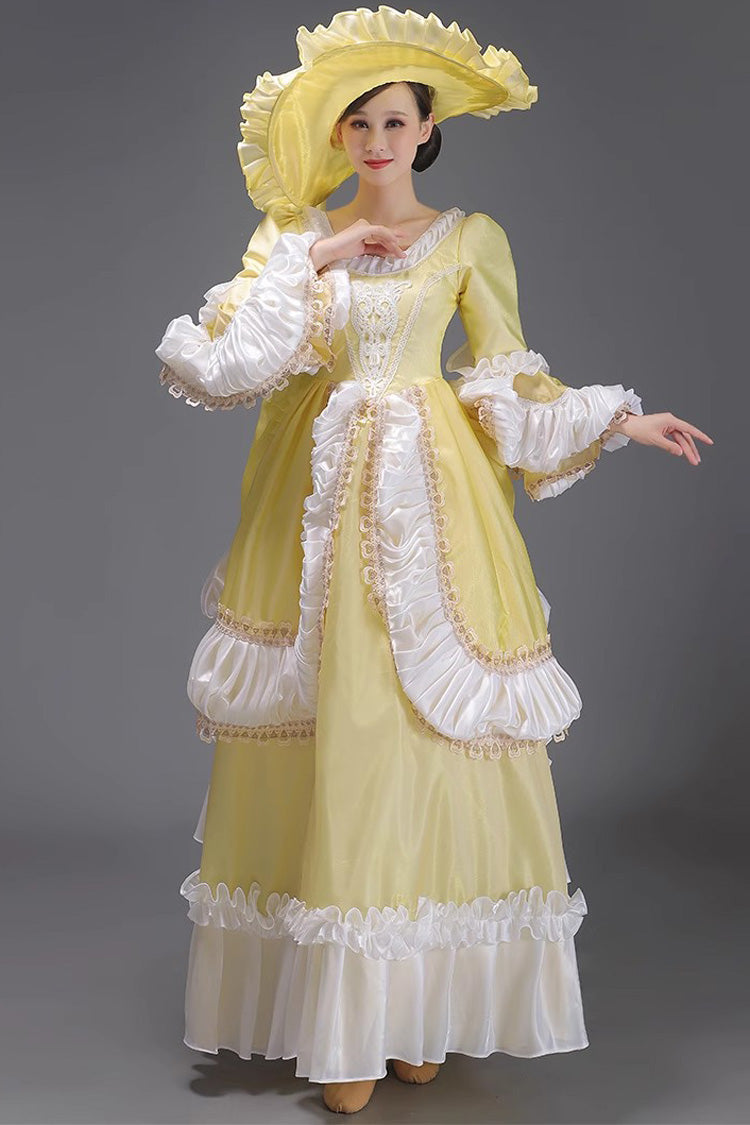 European Style Long Sleeves Multi-layer Ruffle Classic Elegant Princess Victorian Dress 3 Colors