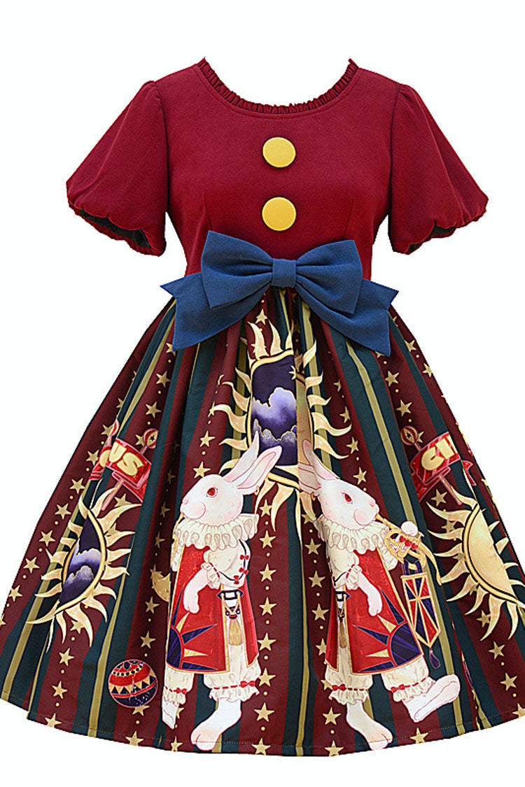 Süßes Lolita OP-Kleid mit Weihnachtsschleife und antikem Puppendruck
