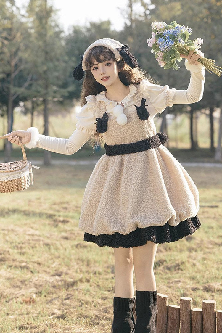 Ivory Cute Ollie The Sheep Autumn Winter Sweet Lolita Jsk Dress