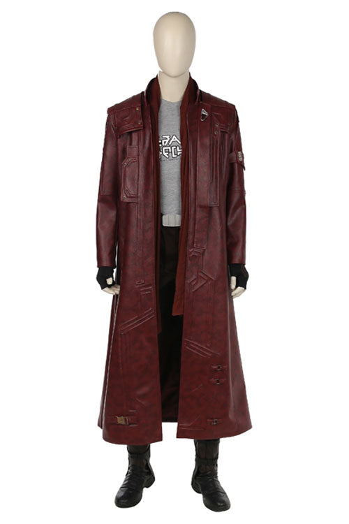 Guardians Of The Galaxy Vol 2 Star-Lord Peter Jason Quill Red Long Windbreaker Halloween Cosplay Costume Full Set