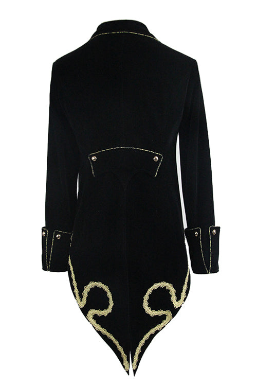 Golden Disc Flowers Hand Embroidered Gothic Mens Coat