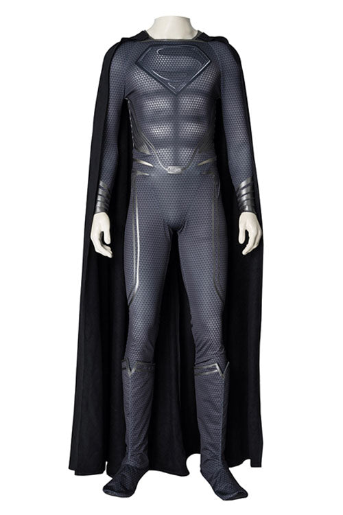 Man Of Steel 2 Superman Clark Kent Black Battle Suit Halloween Cosplay Costume Full Set