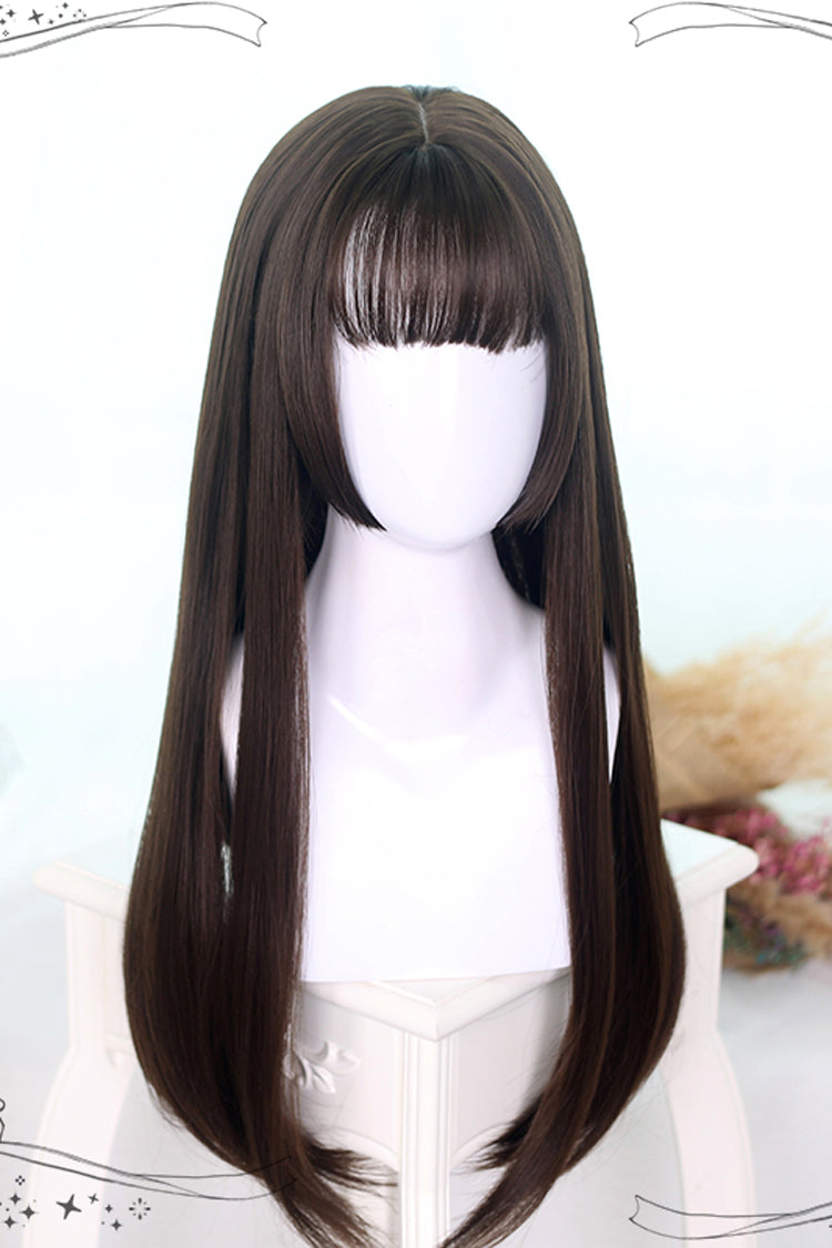 Two Colors Hime Cut  Long Straight Hair Classic Lolita Wigs