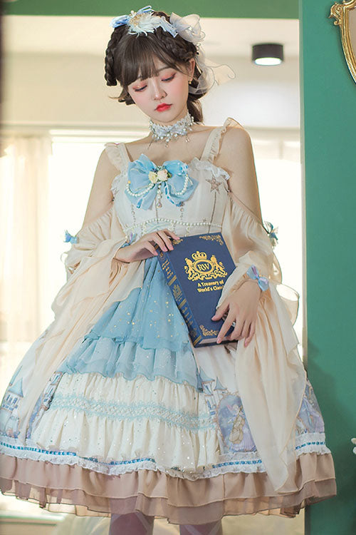 Multi-Color Cardigan Bowknot Elves Multi-Layer Ruffled Sweet Lolita JSK Dress