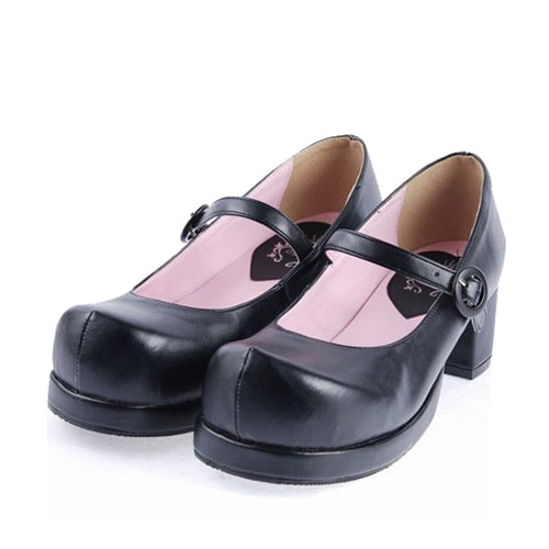 Black Simplicity Strap Platform Classic Lolita Shoes