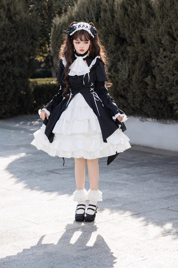 Black/White Night Gem Dark Magic Detachable Sleeves Cardigan Gothic Lolita Dress