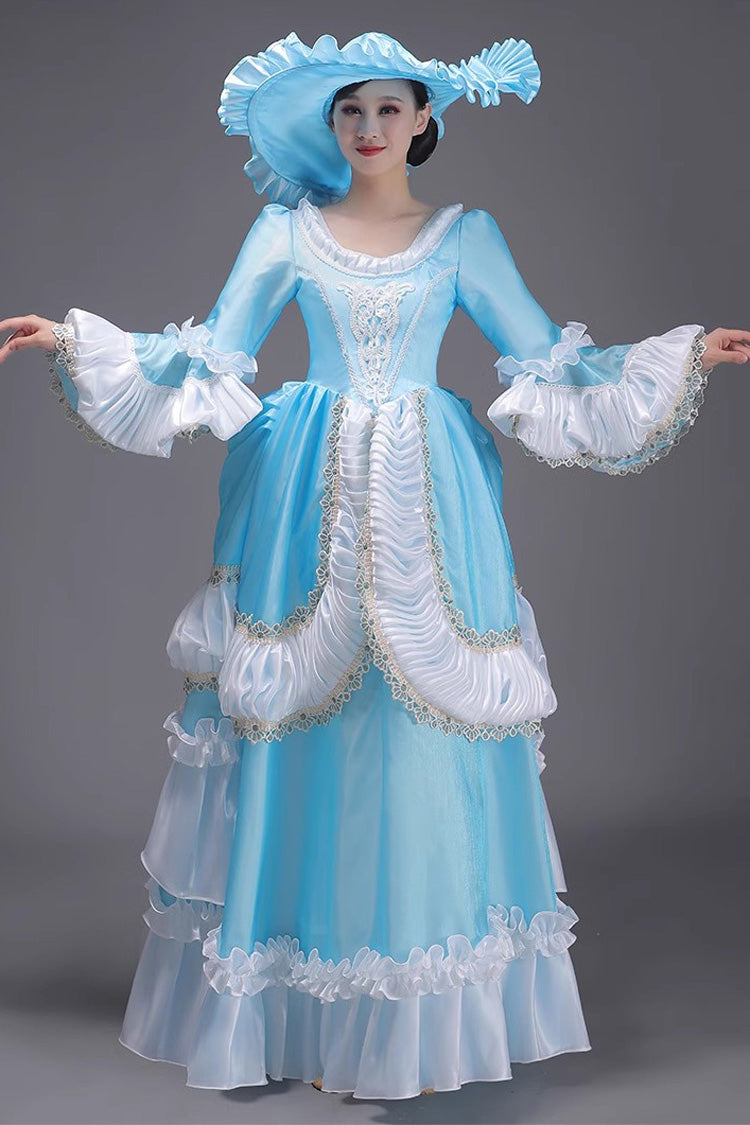 European Style Long Sleeves Multi-layer Ruffle Classic Elegant Princess Victorian Dress 3 Colors