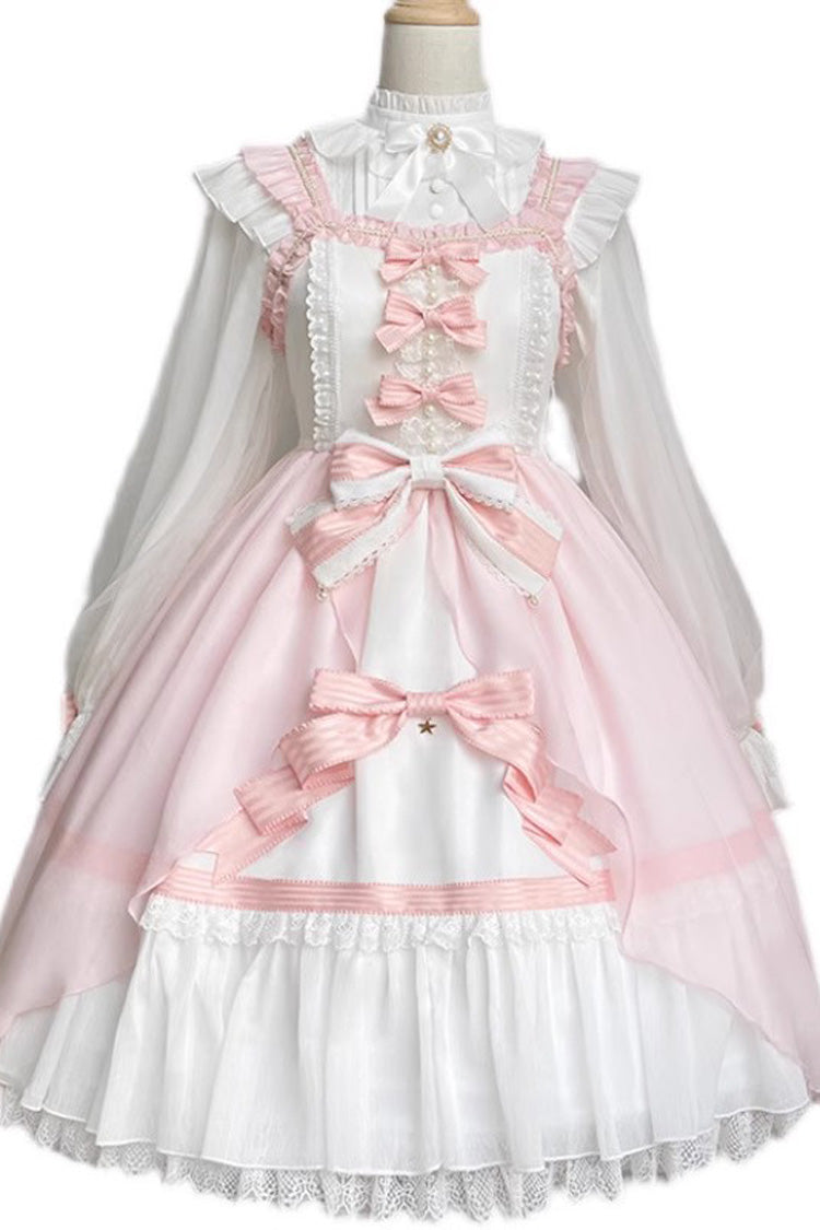 White/Pink Ruffle Cardigan Bowknot Sweet Princess Plus Size Lolita Jsk Dress