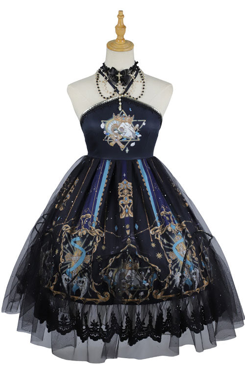 Black God's Salvation Lace Ruffled Gothic Lolita JSK Strapless Dress