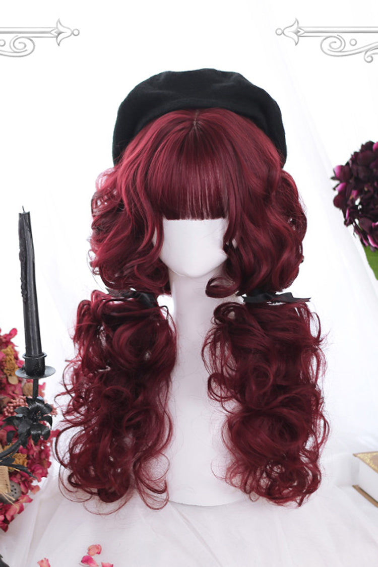 Dark Red Long Wool Curly Classic Lolita Wigs