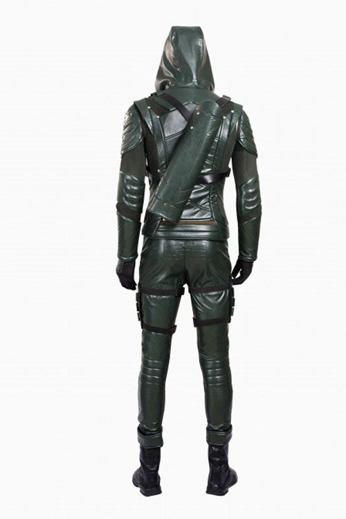 Arrow Season 5 Oliver Queen Halloween Cosplay Costume Green Leather Clothing Full Set