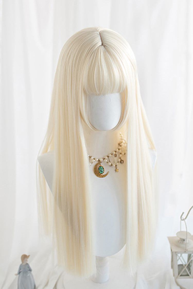 Milk White Straight Hair Long Classic Lolita Wig