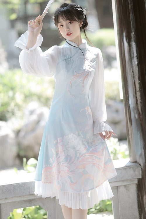 Chinese Ancient Han Element Style Fish Shadow Embroidery Sweet Hanfu Dress