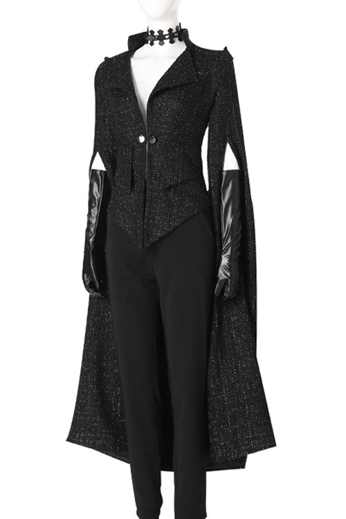 Cruella Black Windbreaker Suit Halloween Cosplay Costume Black Coat