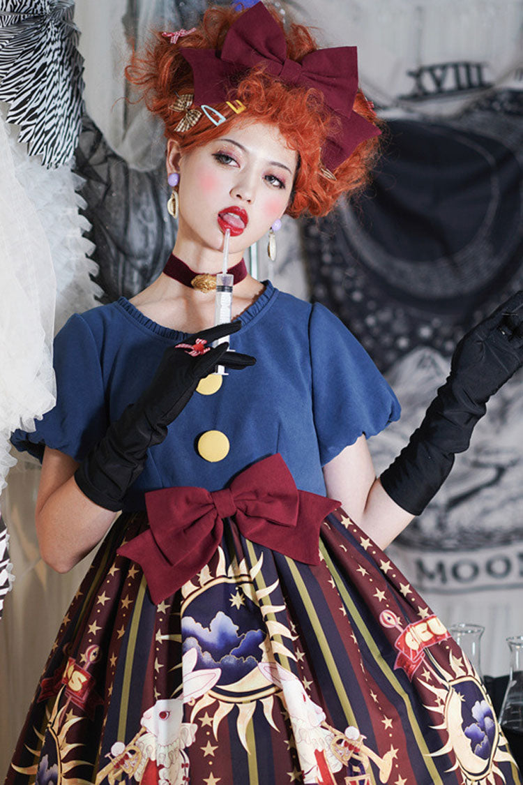 Süßes Lolita OP-Kleid mit Weihnachtsschleife und antikem Puppendruck