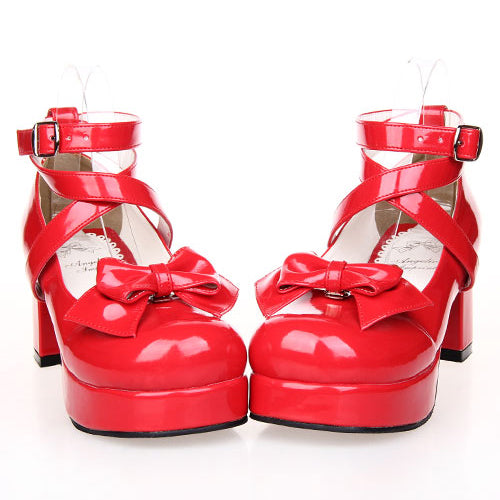 Bowknot Princess Round-toe Lolita High Heel Shoes