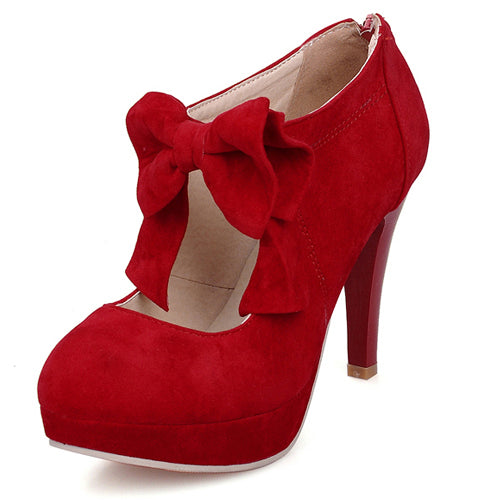 Elegant Pure Color Bowknot Round-toe Sweet Lolita High Heel Shoes