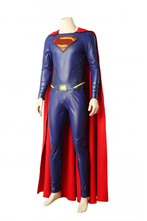 Justice League Superman Clark Kent Blue Battle Suit Halloween Bodysuit Cosplay Costume Full Set