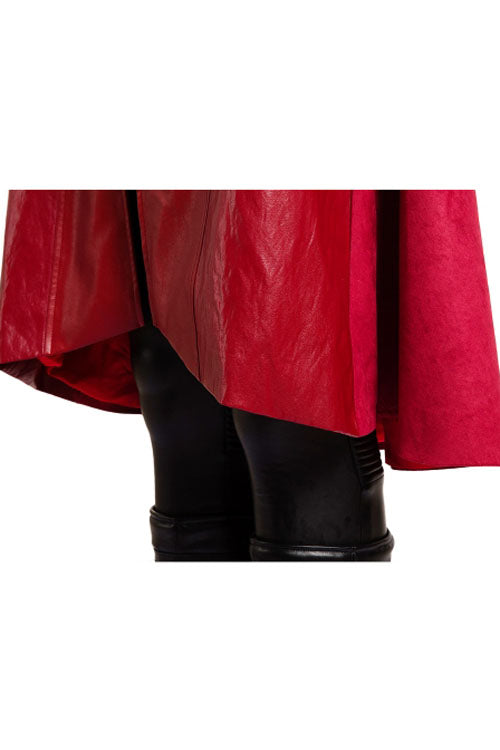 Marvel America Captain 3 Scarlet Witch Red Long Leather Jacket Halloween Cosplay Costume Full Set