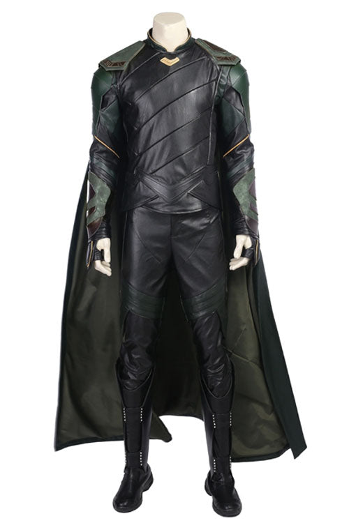 Thor Ragnarok Loki Black Battle Suit Halloween Cosplay Costume Full Set