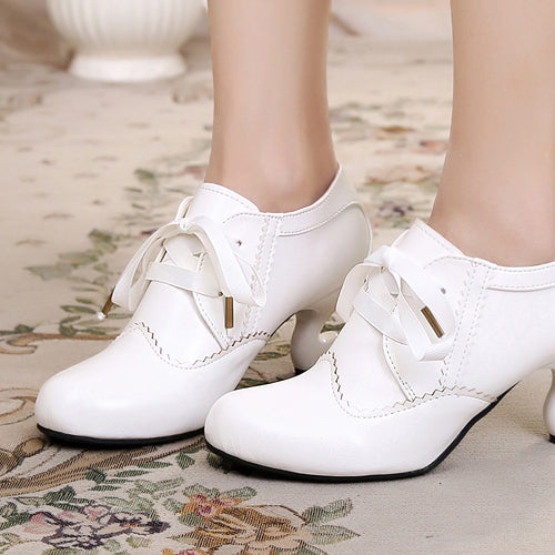 Table Leg Shaped Heel Silk Ribbon Retro Classic Lolita Shoes