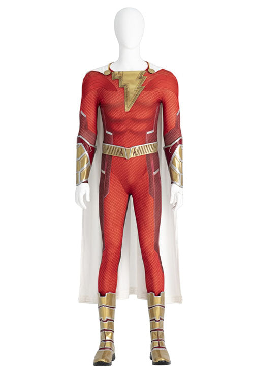 Shazam Fury Of The Gods Shazam Red Bodysuit Halloween Cosplay Costume Full Set
