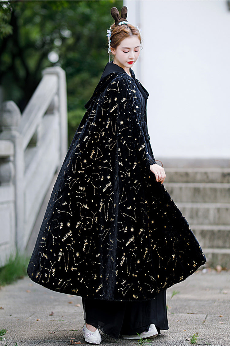 Black Costume Polka Dot Print Classic Hanfu Dress