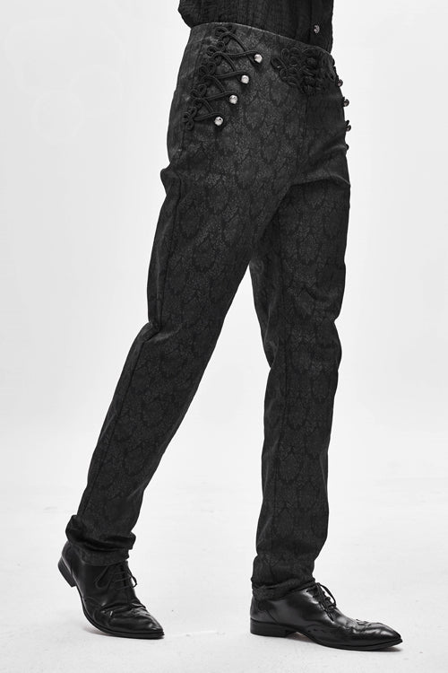 Black Party Up Fancy Patterned Gothic Mens Pants