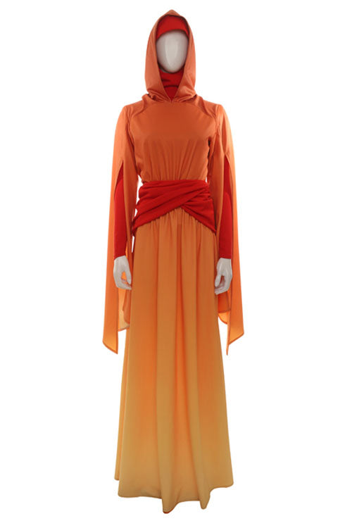 Star Wars Episode I The Phantom Menace Padm?¡ì| Amidala Orange Gradient Dress Halloween Cosplay Costume Full Set