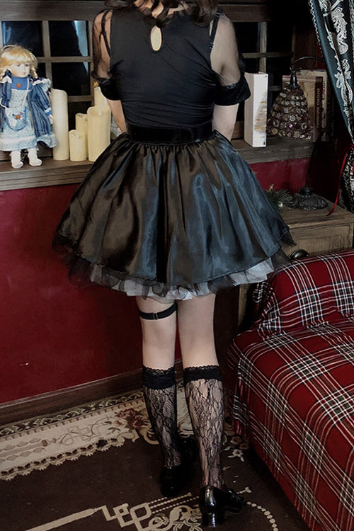 Black V Collar Demon Witch Gothic Lolita Dress Full Set