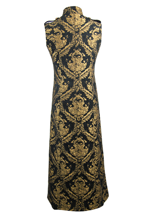 Black And Gold Court Floral Gothic Mens Long Coat