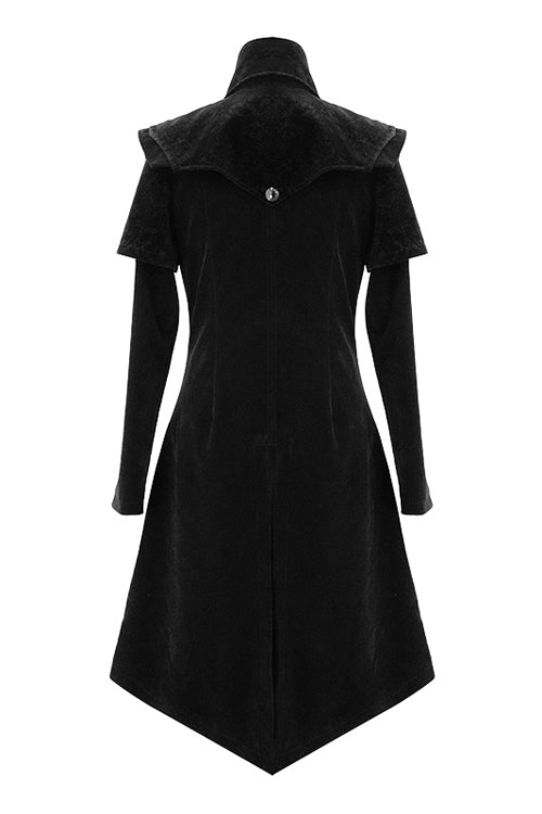 Black Hand Embroidered Cape Collar Velveteen Gothic Mens Coat