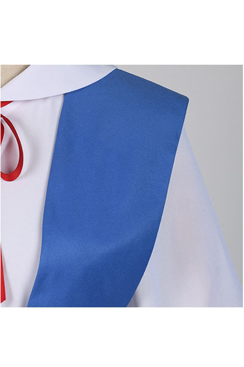 Neon Genesis Evangelion EVA Female Role White/Blue School Uniform Halloween Cosplay Costume Full Set
