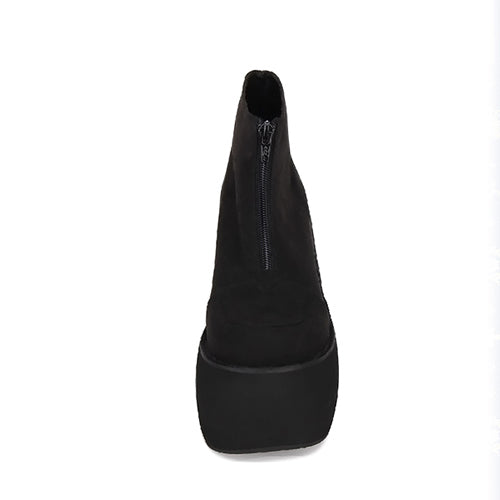Black Front Zipper Platform Short Classic Lolita Boots