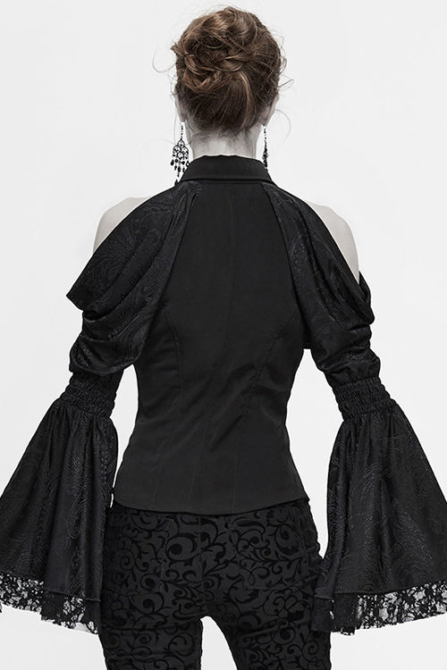 Black Off The Shoulder Trumpet Sleeves Sexy Womens Gothic Blouse