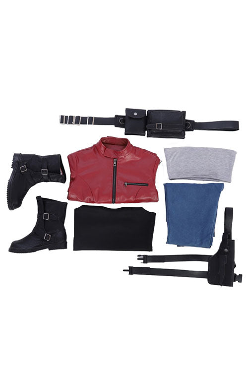 Resident Evil Biohazard Re 2 Claire Redfield Red/Blue Halloween Cosplay Costume Full Set