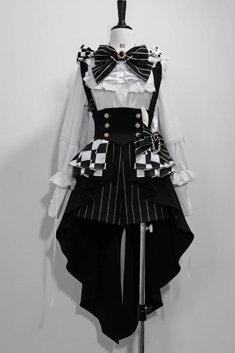 Black/White Rabbit Theater Checkerboard Print Ouji Lolita Girdle –  LolitaInside