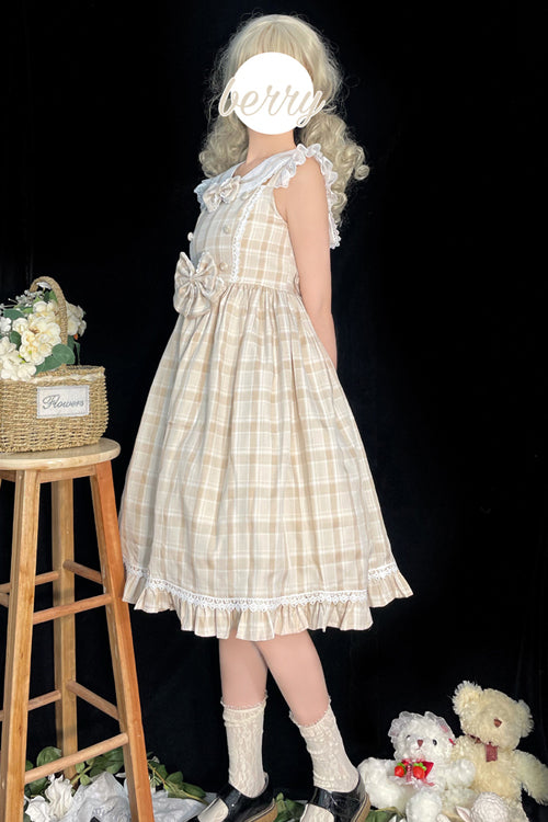 Plaid Print With Fake Collar High Waisted Sweet Lolita JSK Dress
