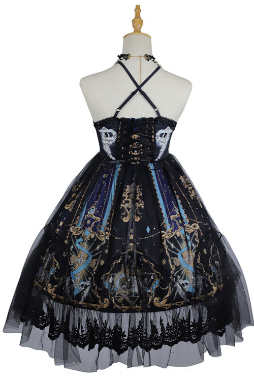 Black God's Salvation Lace Ruffled Gothic Lolita JSK Strapless Dress