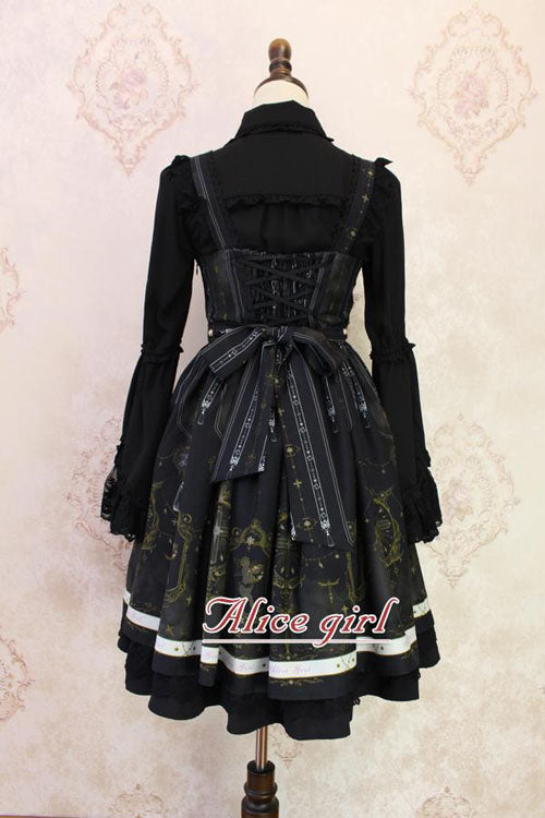 Süßes Lolita JSK Kleid mit Spitzenborte und Engelskreuz-Print