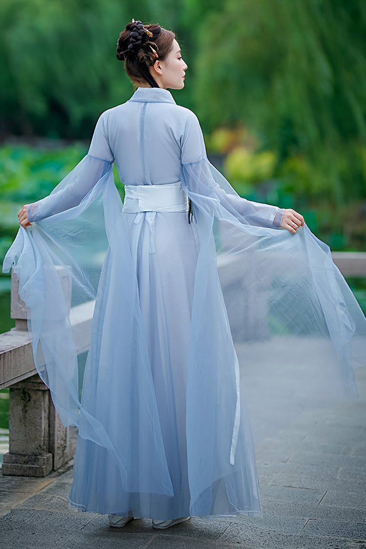 Blue Chinese Style Fairy Airy Sweet Hanfu Dress