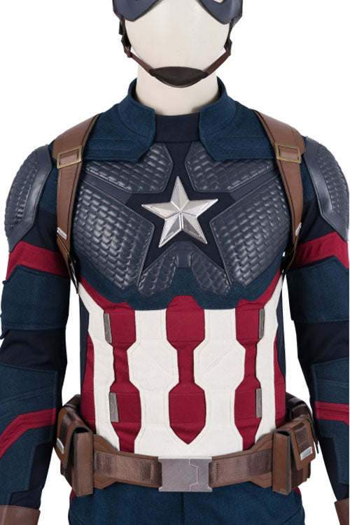 Avengers Endgame Captain America Steve Rogers Multi-Color Battle Suit Halloween Cosplay Costume Full Set